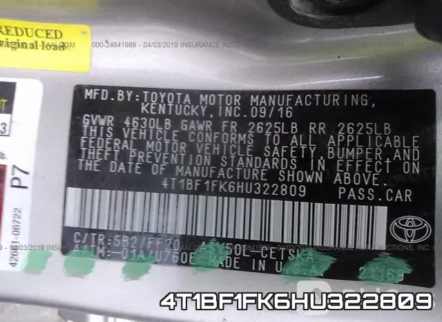 4T1BF1FK6HU322809 фото 10