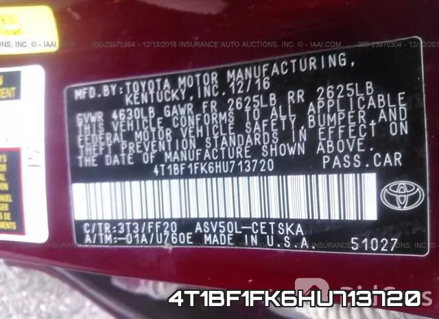 4T1BF1FK6HU713720 фото 10
