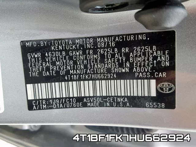 4T1BF1FK7HU662924 фото 2