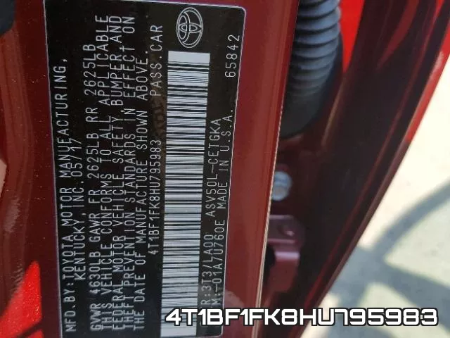 4T1BF1FK8HU795983 фото 2