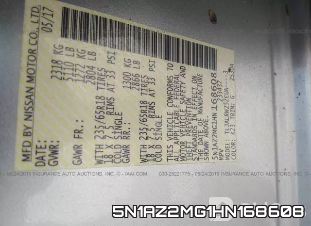 5N1AZ2MG1HN168608 фото 9
