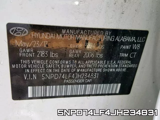 5NPD74LF4JH234831 фото 2
