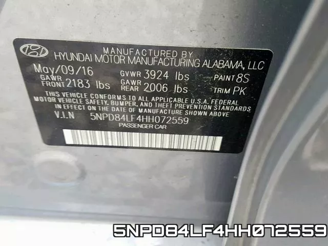 5NPD84LF4HH072559 фото 2