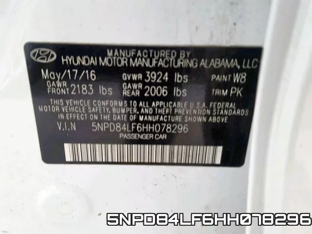 5NPD84LF6HH078296 фото 2