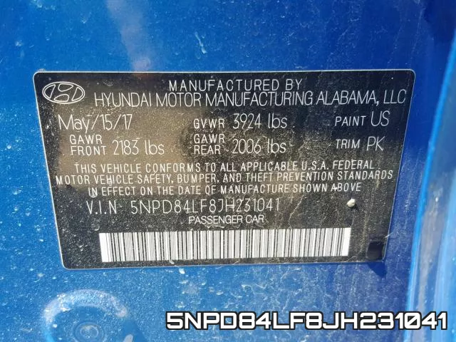 5NPD84LF8JH231041 фото 2
