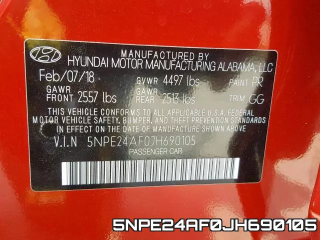 5NPE24AF0JH690105 фото 2