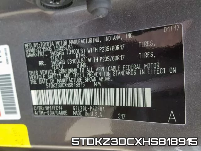 5TDKZ3DCXHS818915 фото 2