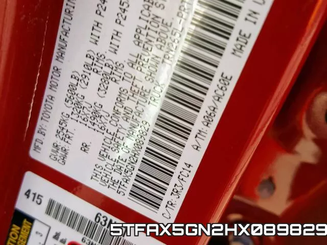 5TFAX5GN2HX089829 фото 2