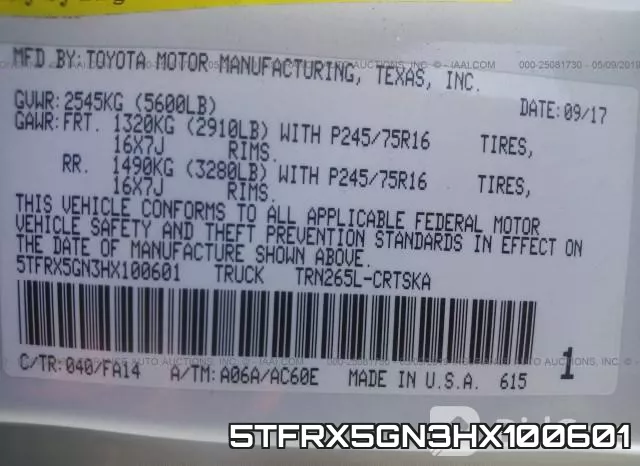 5TFRX5GN3HX100601 фото 10