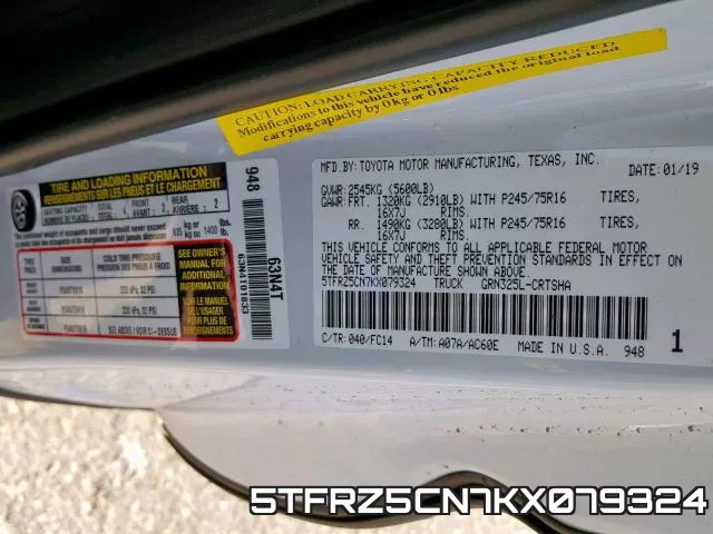5TFRZ5CN7KX079324 фото 2