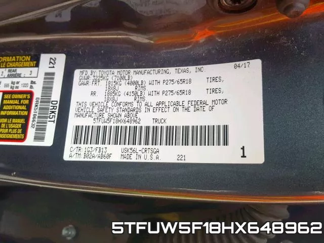 5TFUW5F18HX648962 фото 2