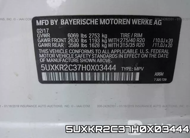 5UXKR2C37H0X03444 фото 10
