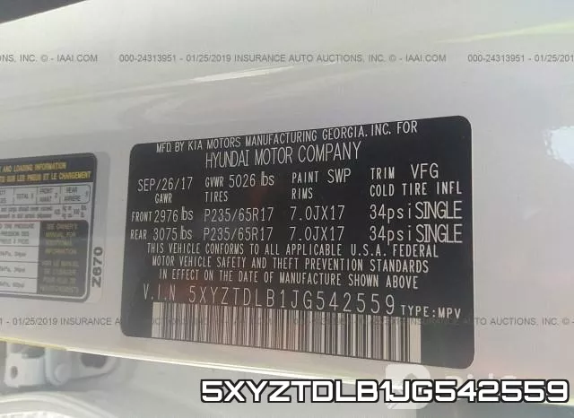 5XYZTDLB1JG542559 фото 10