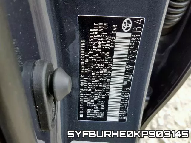 5YFBURHE0KP903145 фото 2