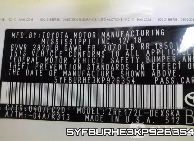 5YFBURHE3KP926354 фото 10