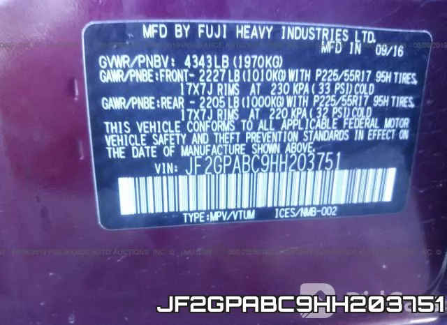 JF2GPABC9HH203751 фото 9