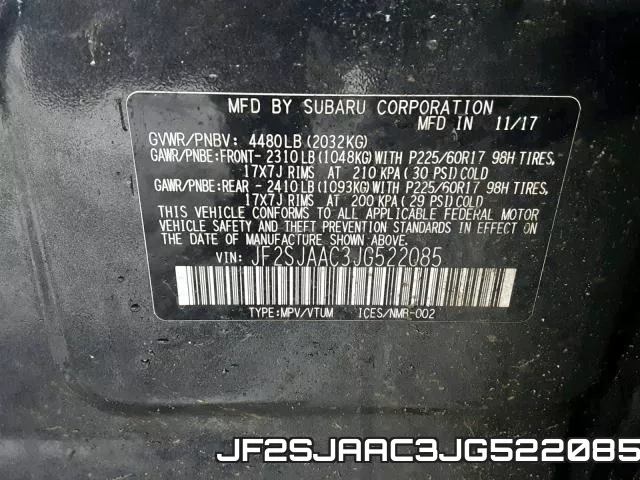 JF2SJAAC3JG522085 фото 2