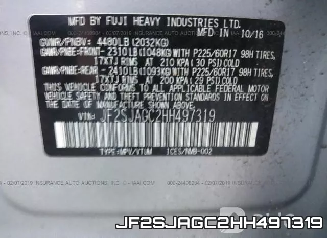 JF2SJAGC2HH497319 фото 10