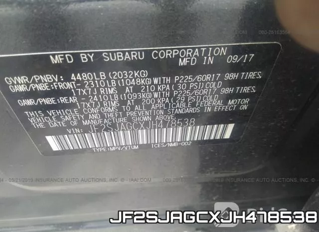 JF2SJAGCXJH478538 фото 10