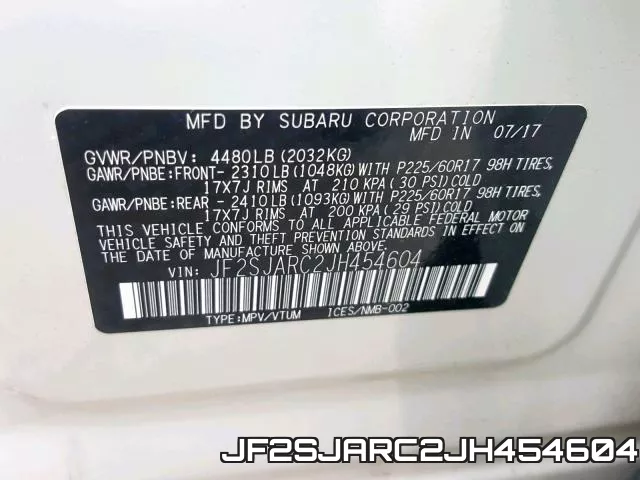 JF2SJARC2JH454604 фото 2