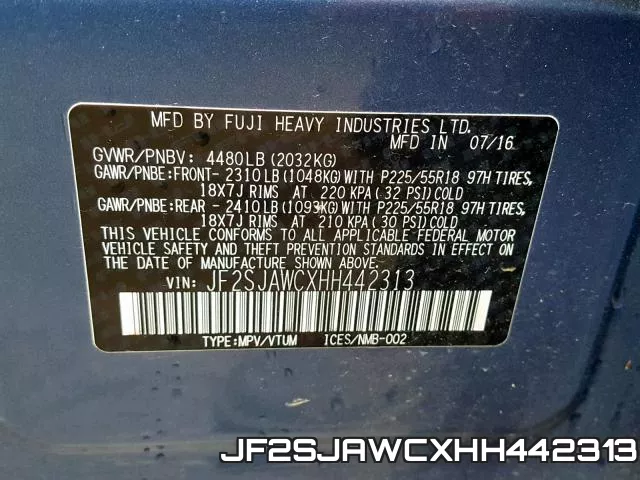 JF2SJAWCXHH442313 фото 2
