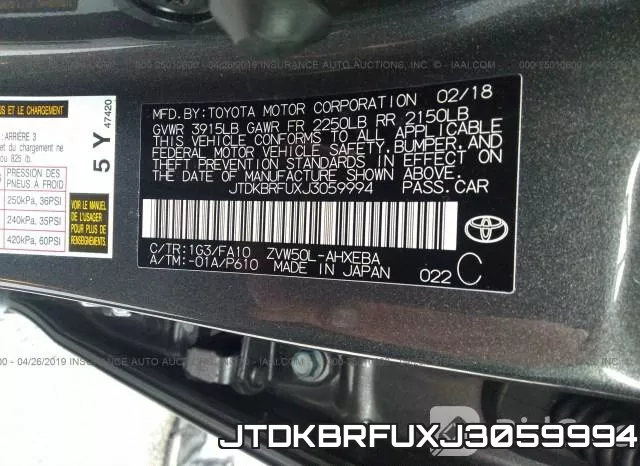JTDKBRFUXJ3059994 фото 10
