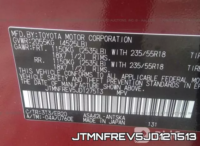 JTMNFREV5JD127513 фото 10