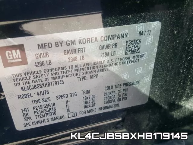 KL4CJBSBXHB179145 фото 2