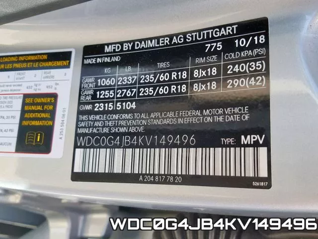 WDC0G4JB4KV149496 фото 2