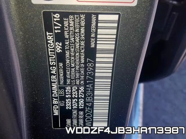 WDDZF4JB3HA173987 фото 2