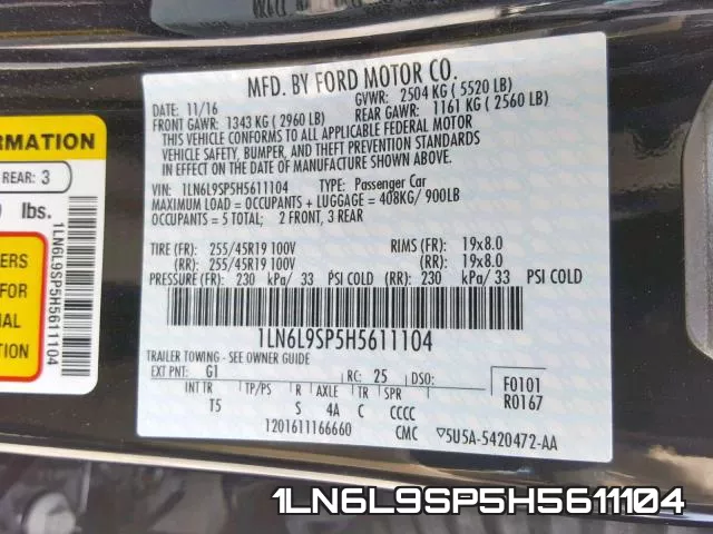 1LN6L9SP5H5611104 фото 2