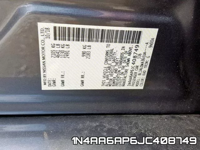 1N4AA6AP6JC408749 фото 2