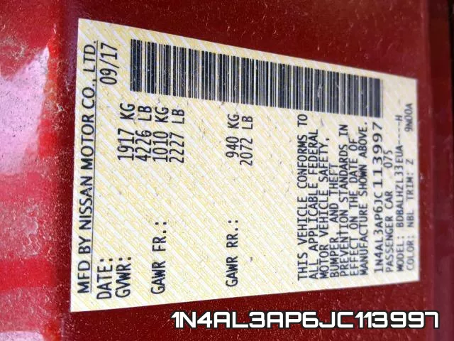 1N4AL3AP6JC113997 фото 2