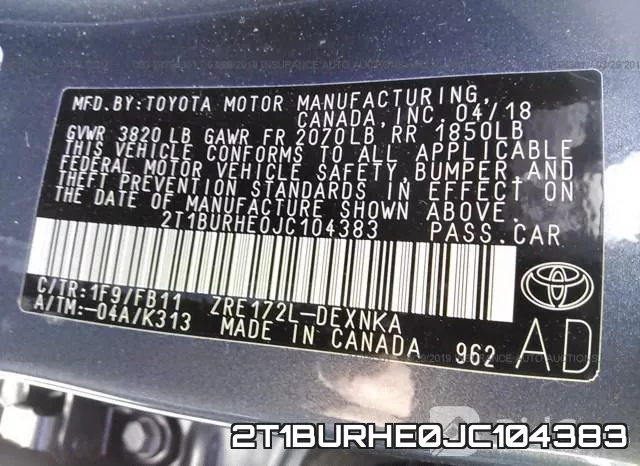 2T1BURHE0JC104383 фото 10