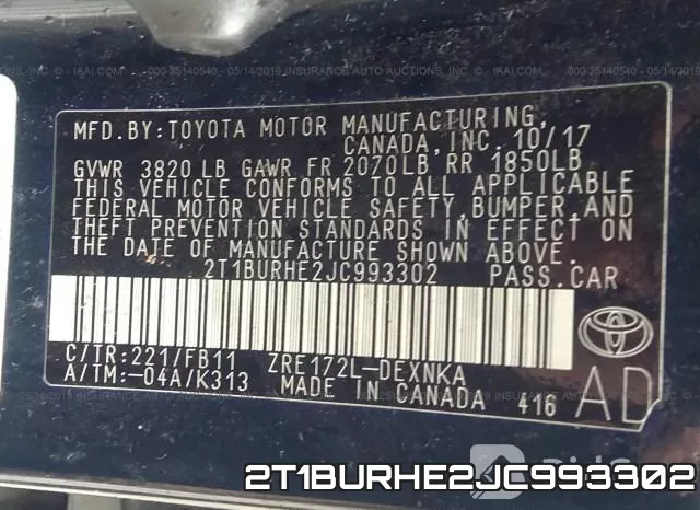 2T1BURHE2JC993302 фото 10