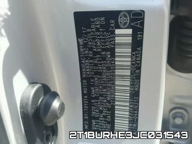 2T1BURHE3JC031543 фото 2
