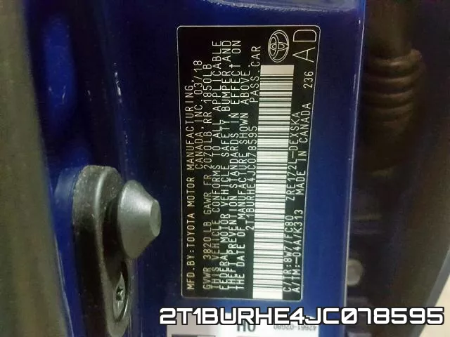 2T1BURHE4JC078595 фото 2