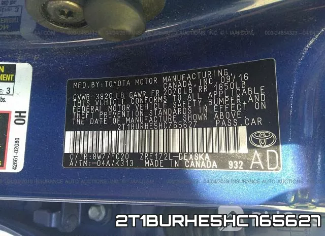 2T1BURHE5HC765627 фото 9