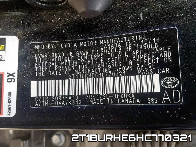 2T1BURHE6HC770321 фото 2