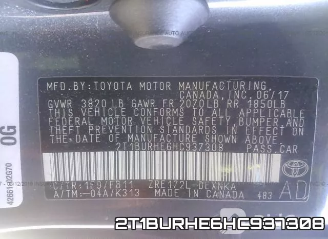 2T1BURHE6HC937308 фото 10