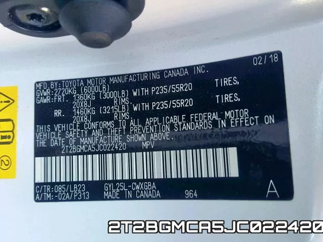 2T2BGMCA5JC022420 фото 2