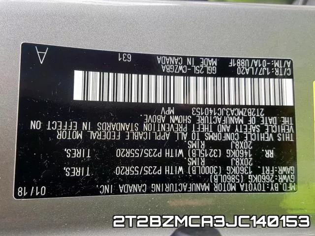 2T2BZMCA3JC140153 фото 2