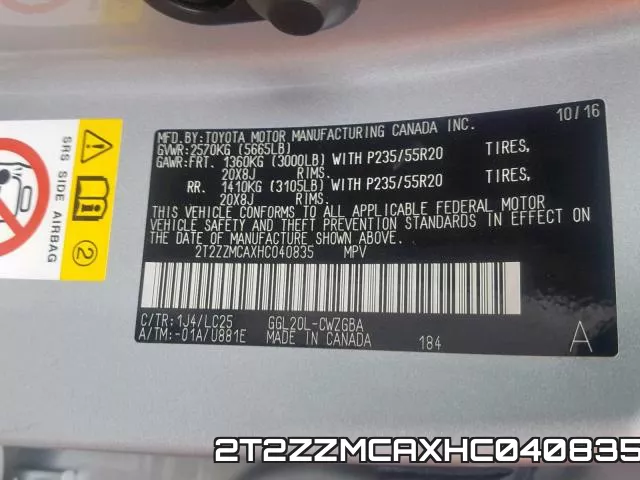 2T2ZZMCAXHC040835 фото 2