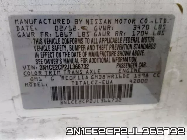3N1CE2CP2JL366732 фото 2