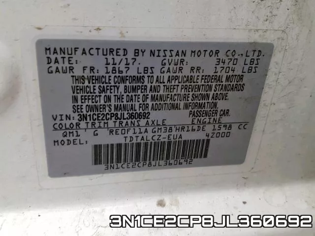 3N1CE2CP8JL360692 фото 2