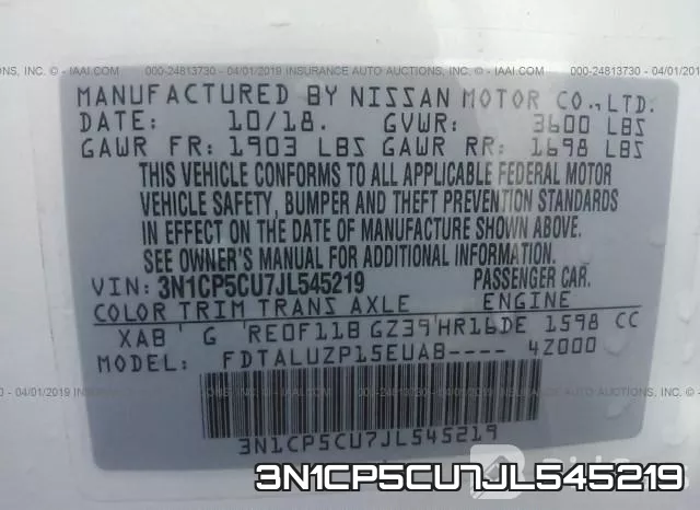 3N1CP5CU7JL545219 фото 10