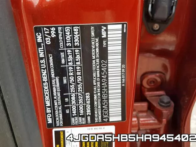4JGDA5HB5HA945402 фото 2