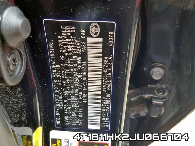 4T1B11HK2JU066704 фото 2