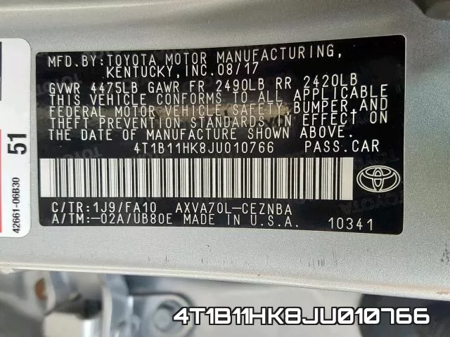4T1B11HK8JU010766 фото 2