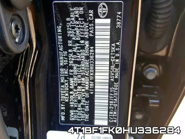 4T1BF1FK0HU336284 фото 2